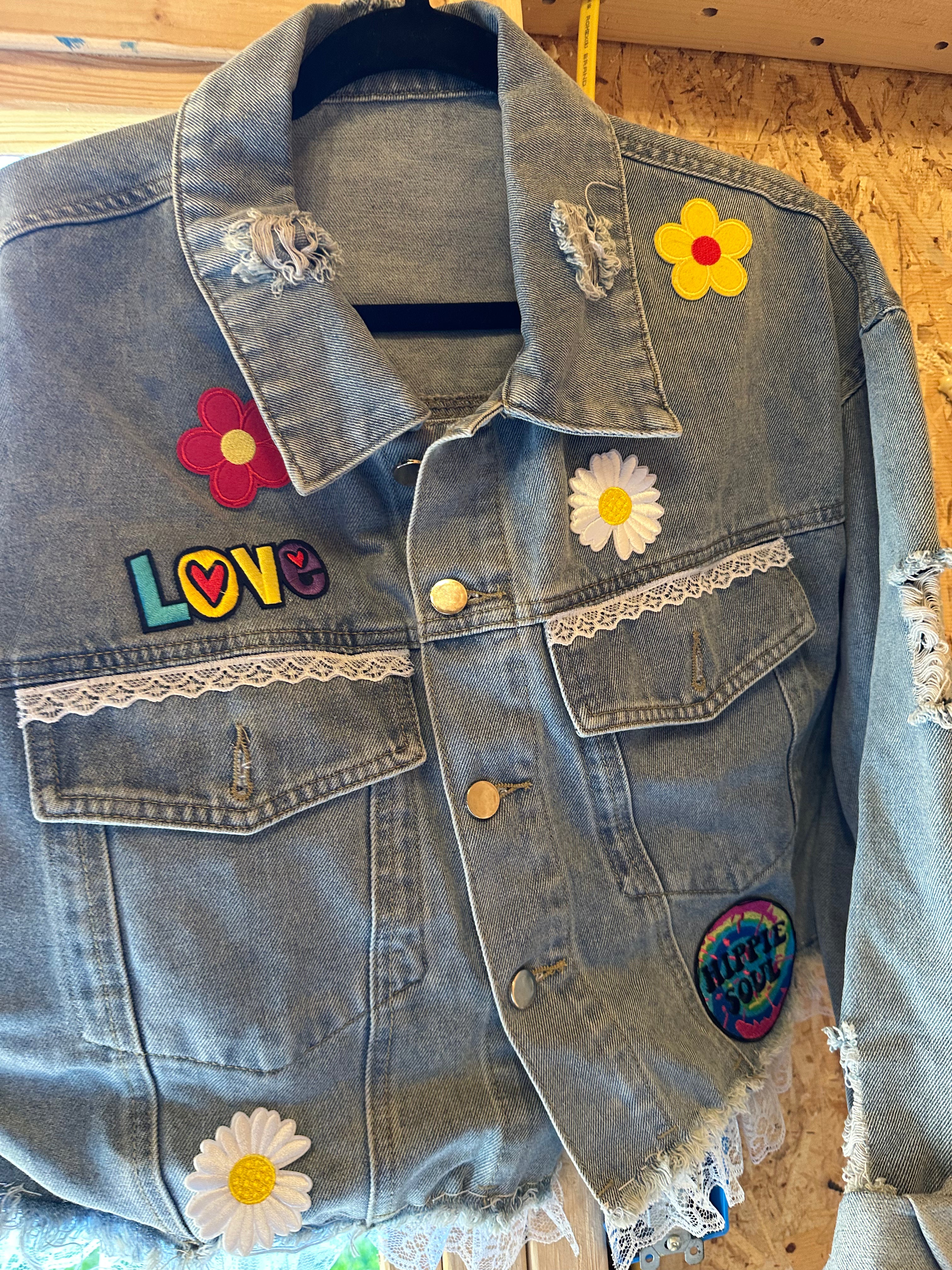 Diy Floral Jean Jacket With Flower Patches Custom Jean Denim